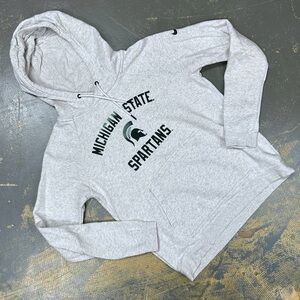 Nike Michigan State Spartans Pull Over Hooded Sweater Grey Green Rally NCAA